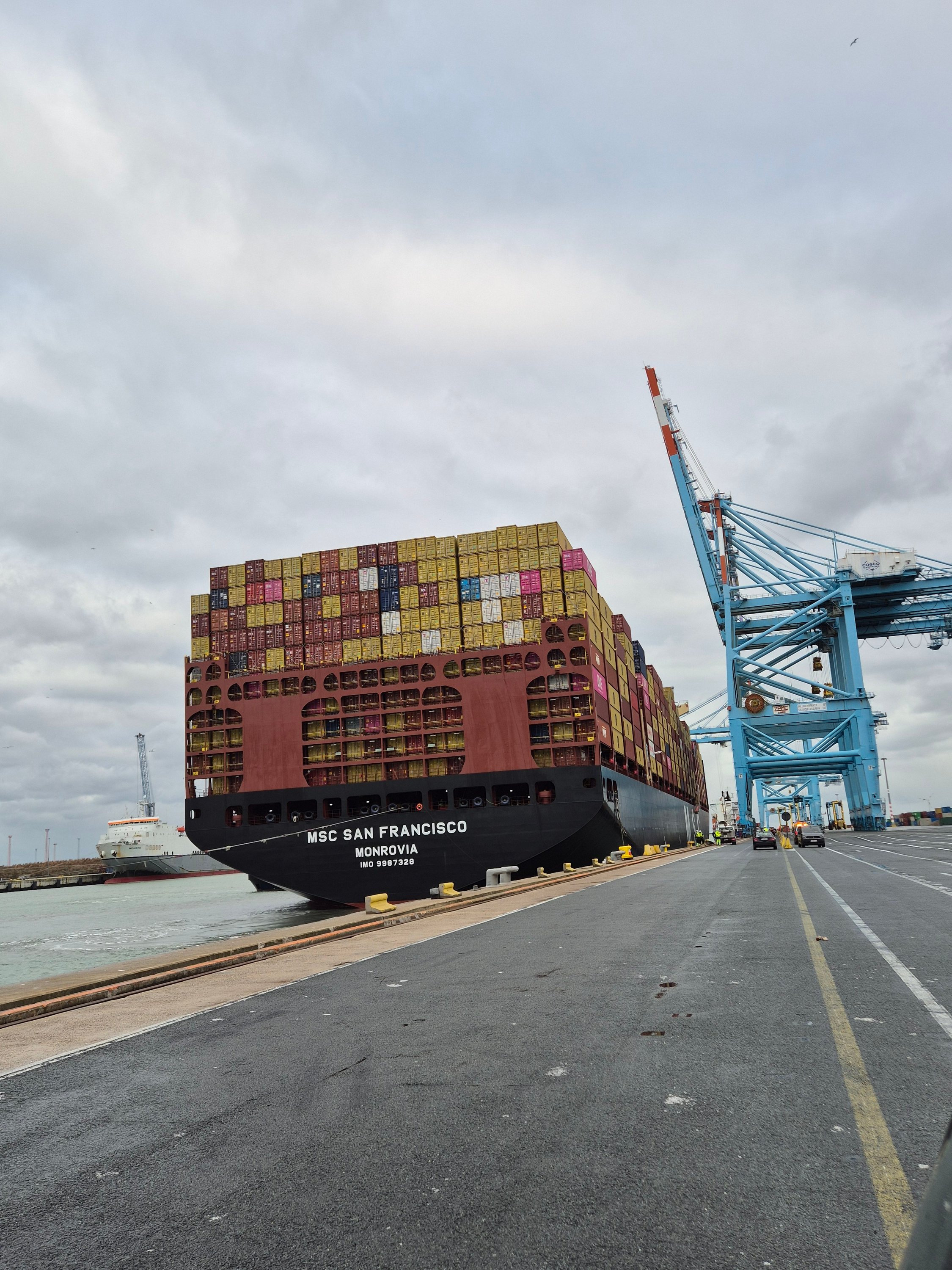 Arrival of MSC San Francisco in Zeebrugge