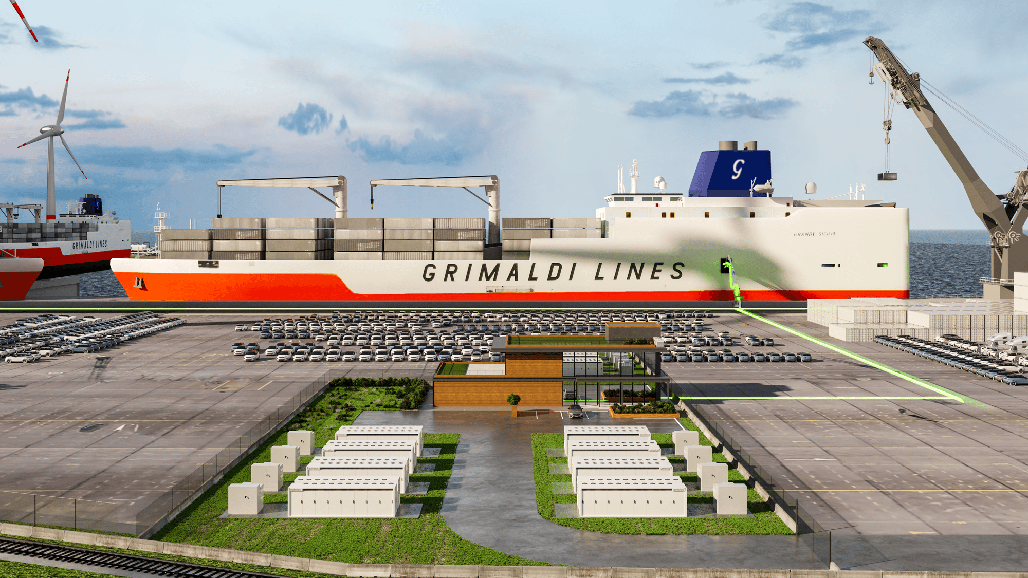 Installation de la première alimentation électrique à quai pour les navires océaniques Euroterminal d'Anvers